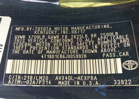 2018 Toyota Avalon Hybrid Limited from USA, damaged, VIN 4T1BD1EB6JU059928